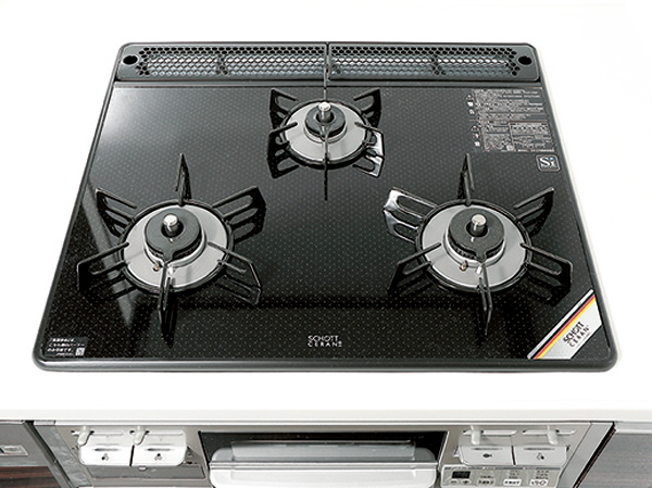 Kitchen.  [Glass top three-necked gas stove] Excellent glass top stove with care also simple grill in addition to durability in a flat surface. Mounting a temperature sensor on the three-necked all, Also substantial grill function.