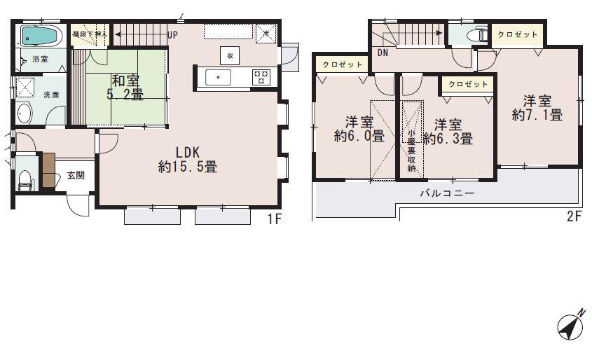 Floor plan. 49,800,000 yen, 4LDK, Land area 117.98 sq m , Building area 94.32 sq m
