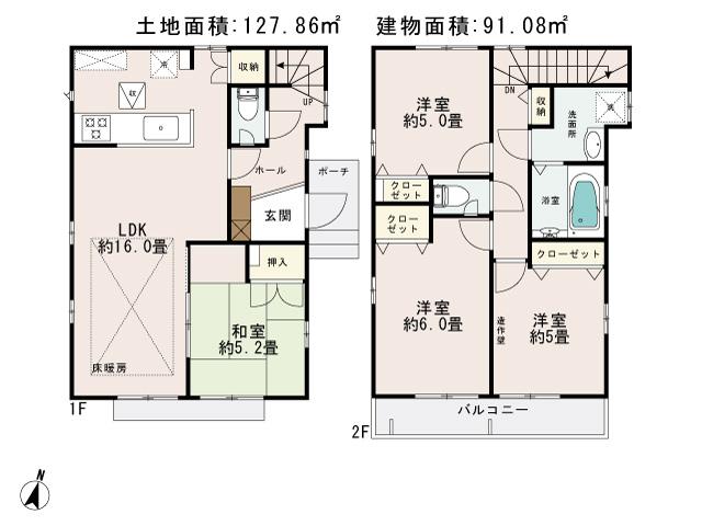 Floor plan. 41,900,000 yen, 4LDK, Land area 127.86 sq m , Building area 91.08 sq m floor plan