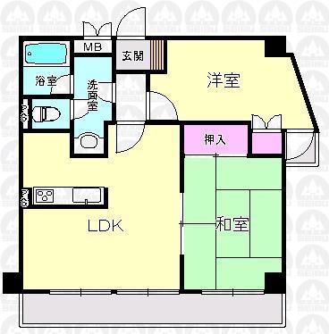 Floor plan. 2LDK, Price 23.8 million yen, Occupied area 50.01 sq m , Balcony area 6.9 sq m south balcony