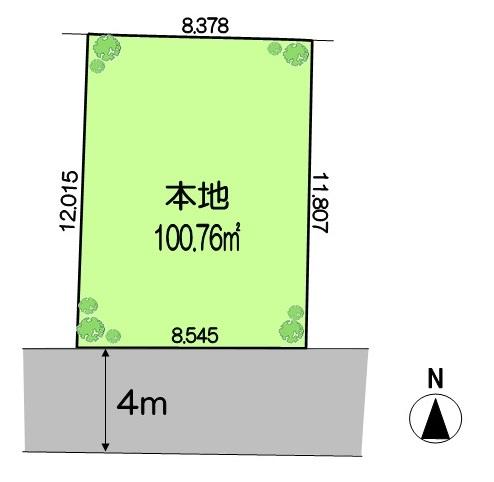 Compartment figure. Land price 23.8 million yen, Land area 100.76 sq m