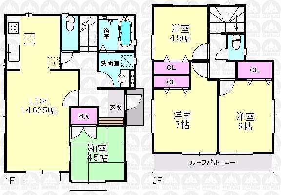 Floor plan. (1 Building), Price 46,800,000 yen, 4LDK, Land area 110.62 sq m , Building area 87.98 sq m