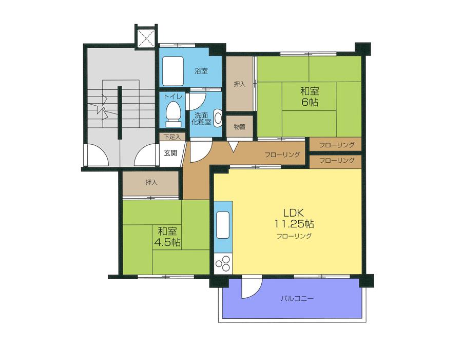 Floor plan. 2LDK, Price 12.5 million yen, Occupied area 48.86 sq m , Balcony area 5 sq m 2LDK and compact but spacious There LDK 11 quires more.
