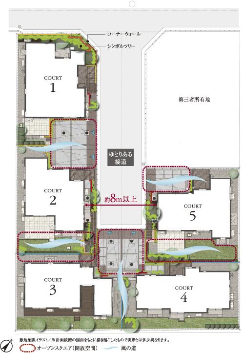 The entire compartment Figure. By securing between the building and the building over 2m, Distribution building plan that has created plenty of room between the dwelling unit. The road to be newly laid on the plan on site, Ensure the 6m width of the room (site layout illustration)