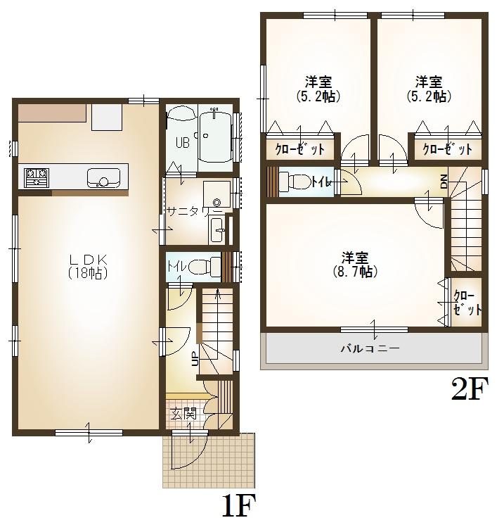 Floor plan. 35,800,000 yen, 3LDK, Land area 96.76 sq m , Building area 86.78 sq m