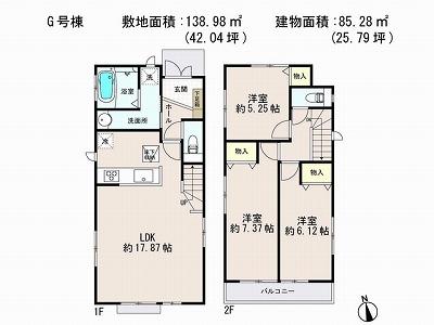 Floor plan. (G Building), Price 31,800,000 yen, 3LDK, Land area 138.98 sq m , Building area 85.28 sq m
