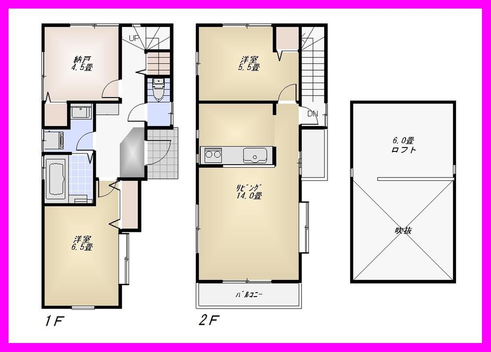 Floor plan. 43,500,000 yen, 3LDK, Land area 91.7 sq m , Building area 73.28 sq m