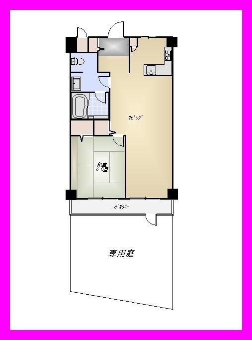 Floor plan. 1LDK, Price 14.8 million yen, Occupied area 46.37 sq m , Balcony area 5.56 sq m floor plan