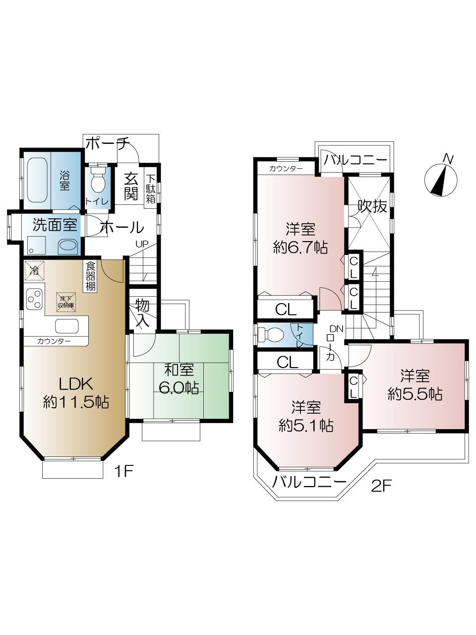 Floor plan. 32,400,000 yen, 4LDK, Land area 105.98 sq m , Building area 80.63 sq m