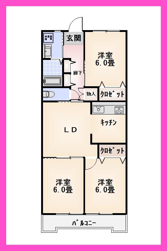Floor plan. 3LDK, Price 24,800,000 yen, Footprint 64.9 sq m , Balcony area 7.71 sq m site (December 2013) Shooting