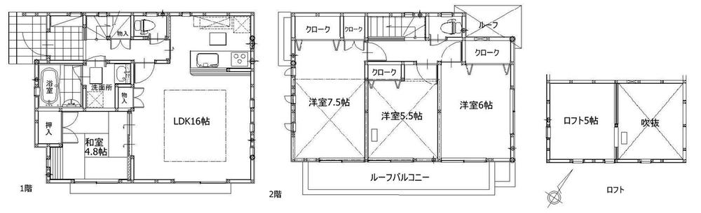 Floor plan. 48,800,000 yen, 4LDK, Land area 117.66 sq m , It is a building area of ​​91.12 sq m floor plan. In Zenshitsuminami orientation, To which the room is also bright house.  Were also provided with a storage of solid first floor is also the second floor. 