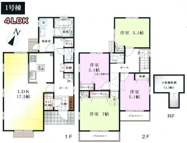 Floor plan. 56,800,000 yen, 4LDK, Land area 125.96 sq m , Building area 100.2 sq m floor plan