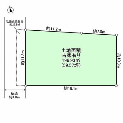 Compartment figure. Land area 196.93 sq m (59.57 square meters)