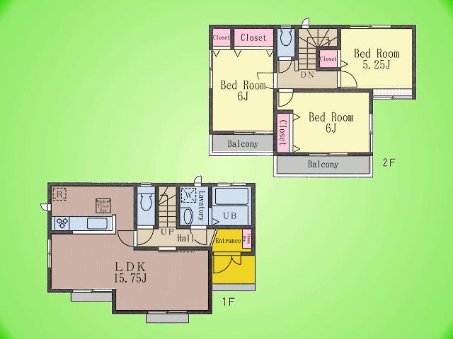 Floor plan. (B Building), Price 44,800,000 yen, 3LDK, Land area 100.5 sq m , Building area 79.9 sq m