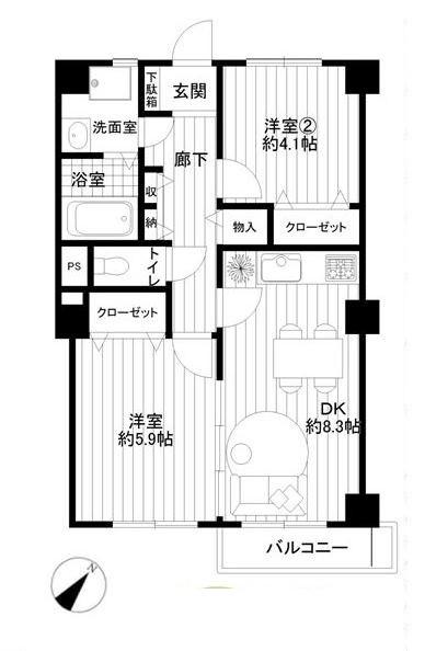 Floor plan. 3LDK, Price 17,980,000 yen, Occupied area 63.69 sq m , Balcony area 6.18 sq m