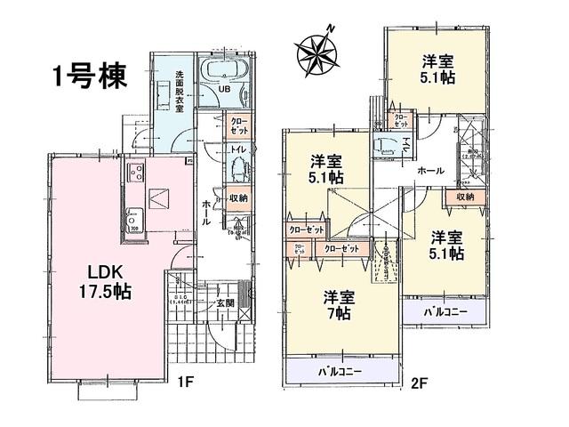 Floor plan. 56,800,000 yen, 4LDK, Land area 125.96 sq m , Building area 100.2 sq m Komae Inogata 3-chome 1 Building Floor plan
