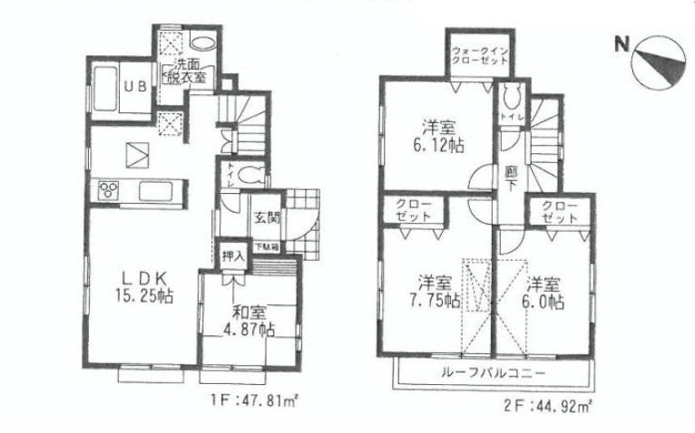 Floor plan. (6 Building), Price 38,800,000 yen, 4LDK, Land area 127.36 sq m , Building area 92.73 sq m