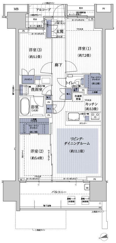 Floor: 3LDK + 2WIC, the area occupied: 74.5 sq m, Price: 43,900,000 yen, now on sale