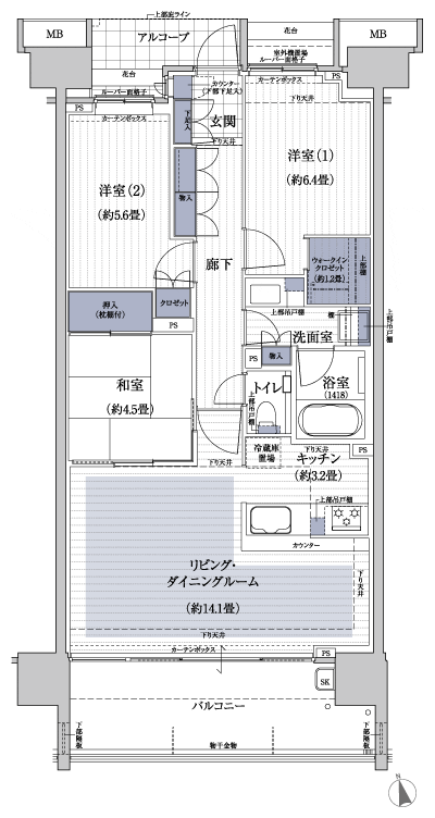 Floor: 3LDK + WIC, the occupied area: 77.25 sq m, Price: 49,400,000 yen, now on sale