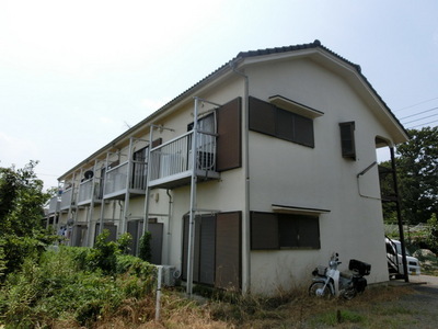 Building appearance. Apartment of the two-story wooden