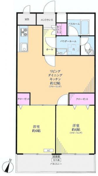 Floor plan. 2LDK, Price 22,800,000 yen, Occupied area 54.45 sq m