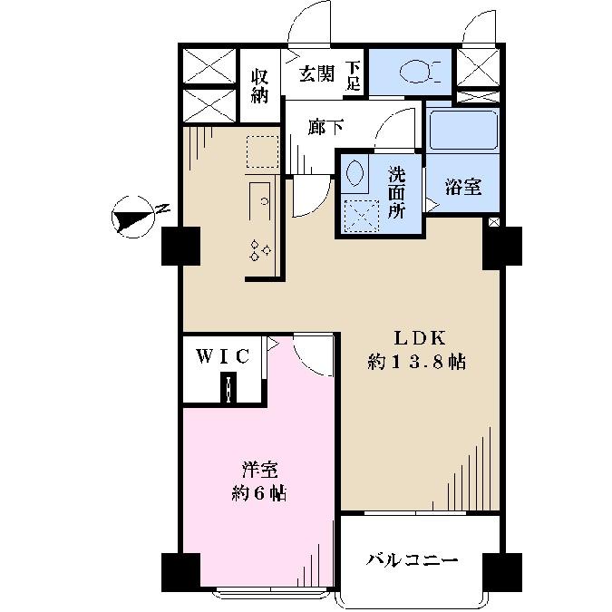Floor plan. 1LDK, Price 16.8 million yen, Occupied area 45.77 sq m , Balcony area 3.38 sq m