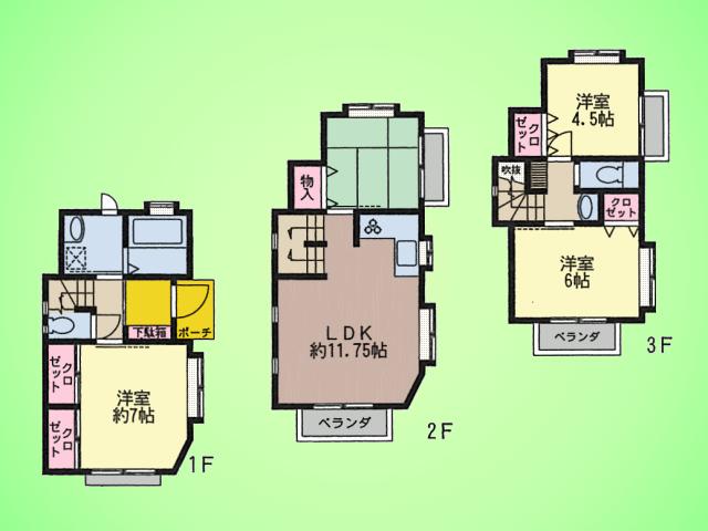 Building plan example (floor plan). Building plan example ((1) partition) 4LDK, Land price 29,700,000 yen, Land area 57.2 sq m , Building price 13.8 million yen, Building area 83.7 sq m