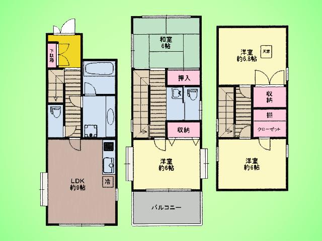 Floor plan. 29,800,000 yen, 4LDK, Land area 66.34 sq m , Building area 83.45 sq m