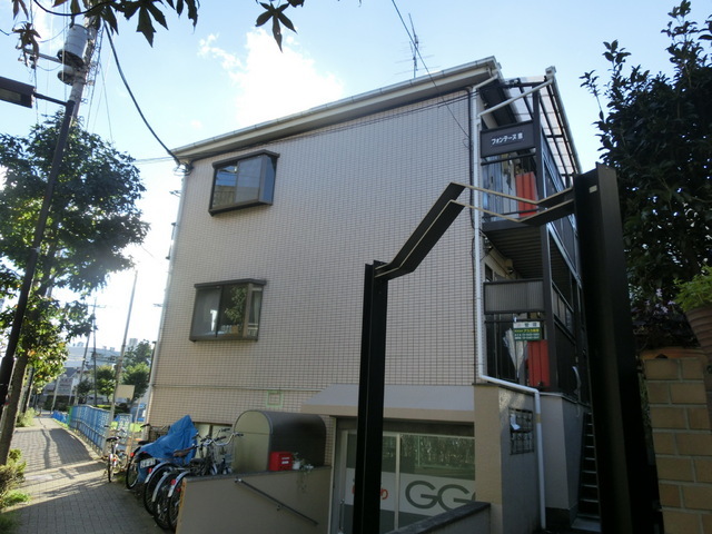 Building appearance. Apartment of the two-story wooden