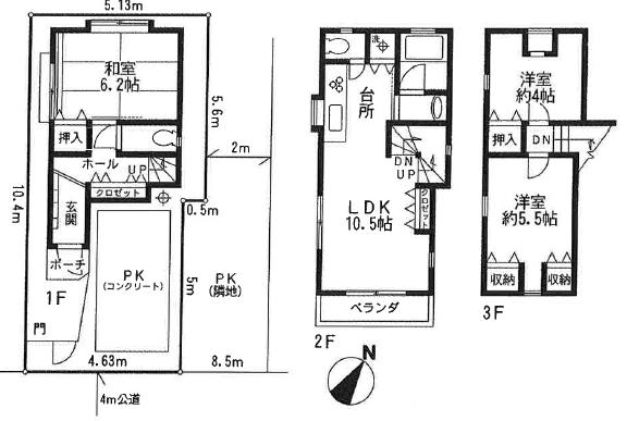 Floor plan. 19.6 million yen, 3LDK, Land area 51.69 sq m , Building area 72.44 sq m