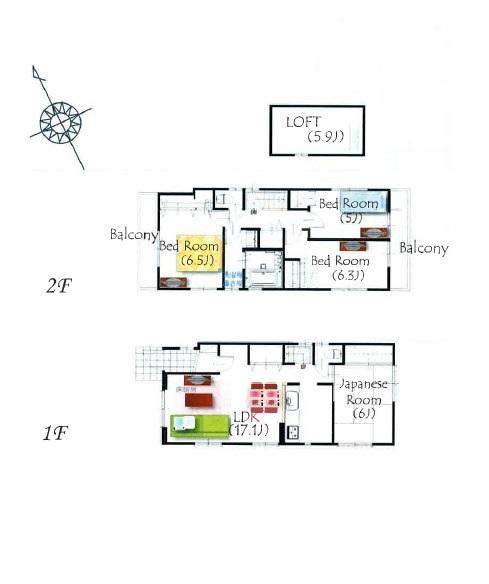 Floor plan. 47,800,000 yen, 4LDK, Land area 115.72 sq m , Building area 92.44 sq m