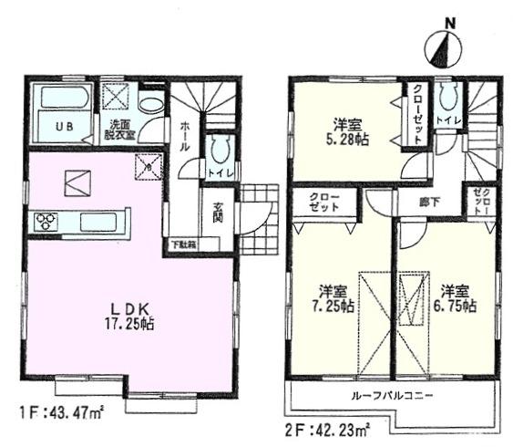 Floor plan. 43,800,000 yen, 3LDK, Land area 109.52 sq m , 3LDK + attic storage considering the building area 85.7 sq m usability! The main bedroom is also widely, Established a wide balcony on the south side! 