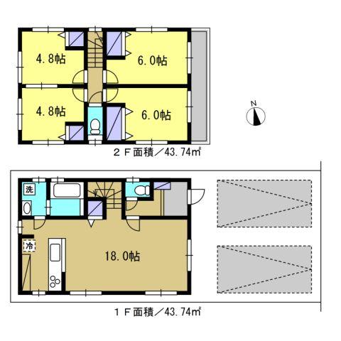 Compartment view + building plan example. Building plan example (B compartment) 4LDK, Land price 33,800,000 yen, Land area 110.52 sq m , Building price 15 million yen, Building area 87.48 sq m