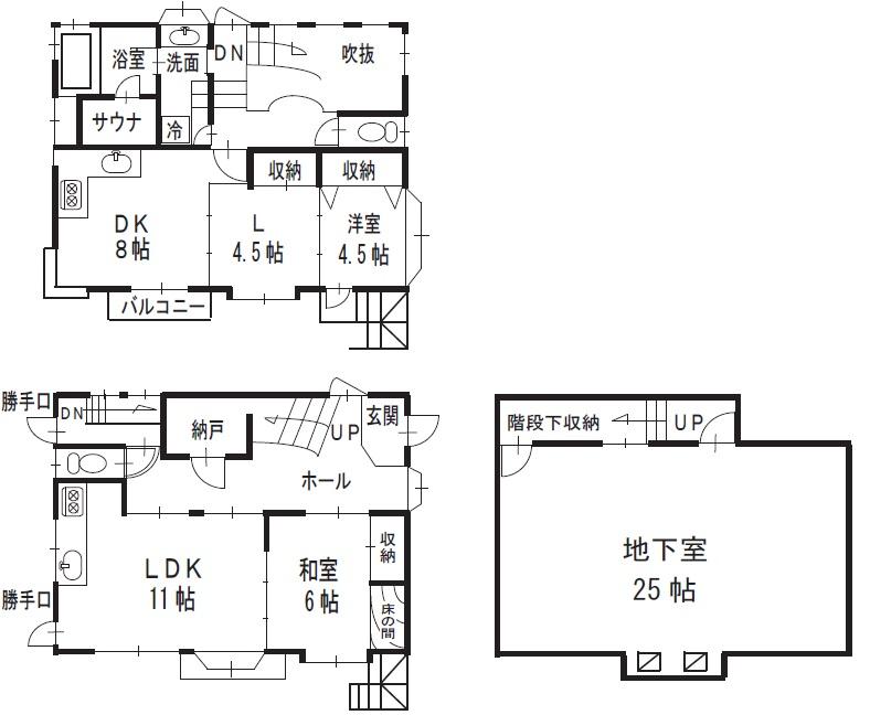 Floor plan. 49,800,000 yen, 3LDDKK + S (storeroom), Land area 193.4 sq m , Used Detached facing the building area 184.54 sq m 2 households.