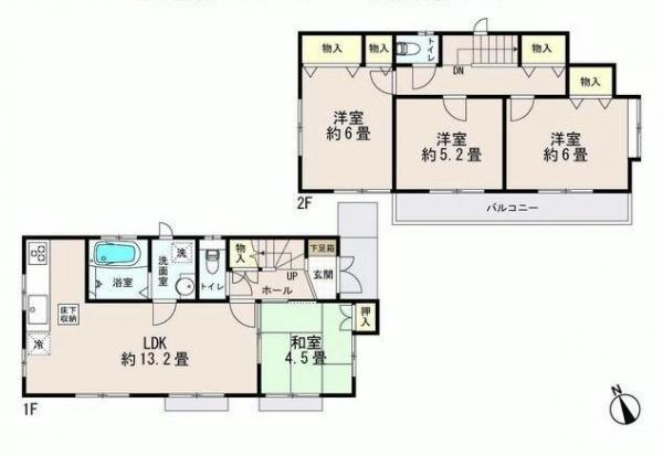 Floor plan. 46,500,000 yen, 4LDK, Land area 108.1 sq m , Building area 84.59 sq m