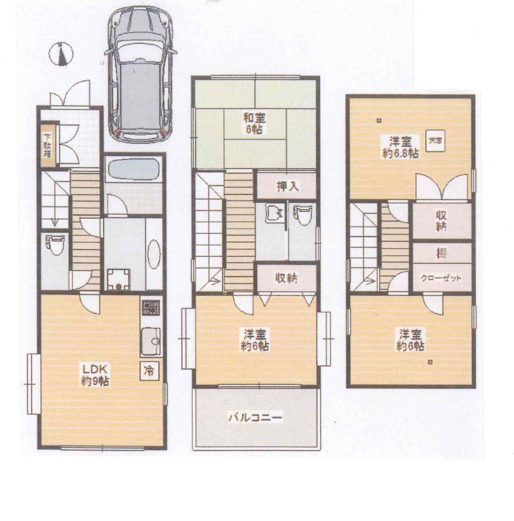 Floor plan. 29,800,000 yen, 4LDK, Land area 66.34 sq m , Building area 80.45 sq m