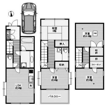 Floor plan. 29,800,000 yen, 4LDK, Land area 66.34 sq m , Building area 83.45 sq m