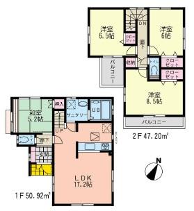 Floor plan. (1 Building), Price 45,800,000 yen, 4LDK, Land area 100.05 sq m , Building area 98.12 sq m