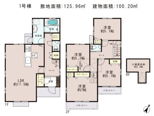 Floor plan. 56,800,000 yen, 4LDK, Land area 125.96 sq m , Building area 100.2 sq m