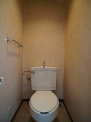 Toilet. Is a toilet with a clean feeling in the space in which the white-toned