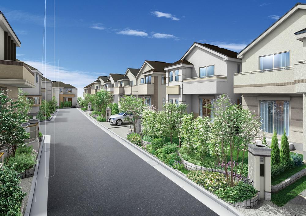 Cityscape Rendering. Beautiful cityscape with a sense of unity 40 House unique. Urban development considering the brightness and ventilation. Road in the town that was to cherish the ease of walking. As families spend pleasant, Stuck in one by one to shape the city. ※ Cityscape Rendering