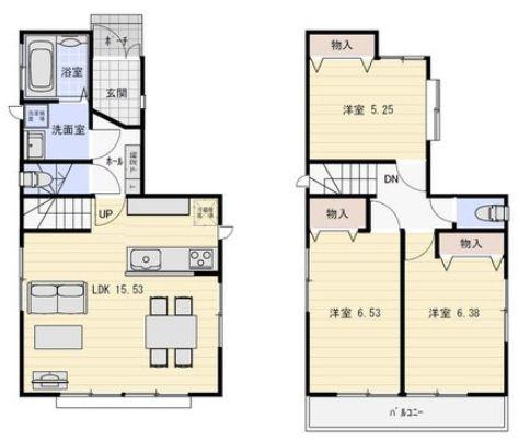 Floor plan. 45,800,000 yen, 3LDK, Land area 100.58 sq m , Building area 80.42 sq m
