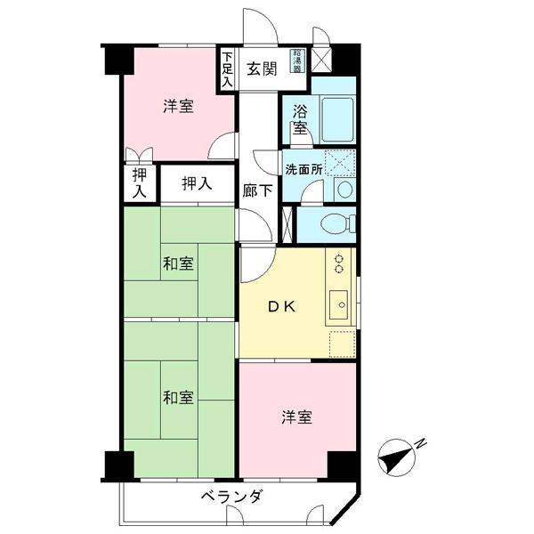 Floor plan. 4DK, Price 23 million yen, Footprint 55 sq m , Balcony area 5.48 sq m