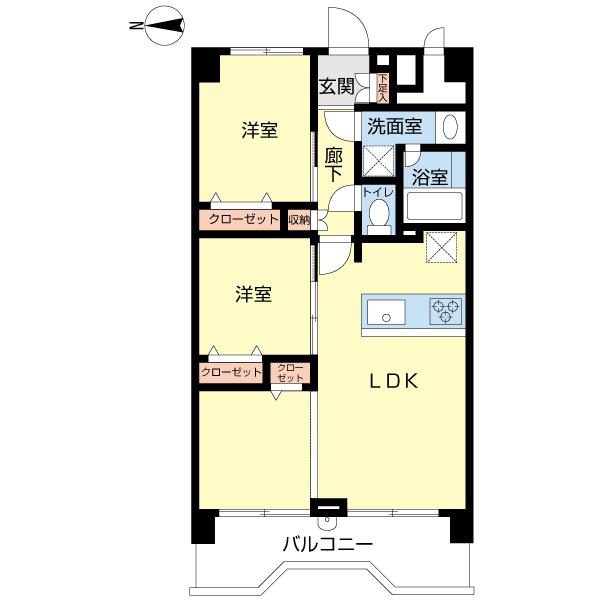 Floor plan. 2LDK, Price 24,800,000 yen, Footprint 56 sq m , Balcony area 8.25 sq m