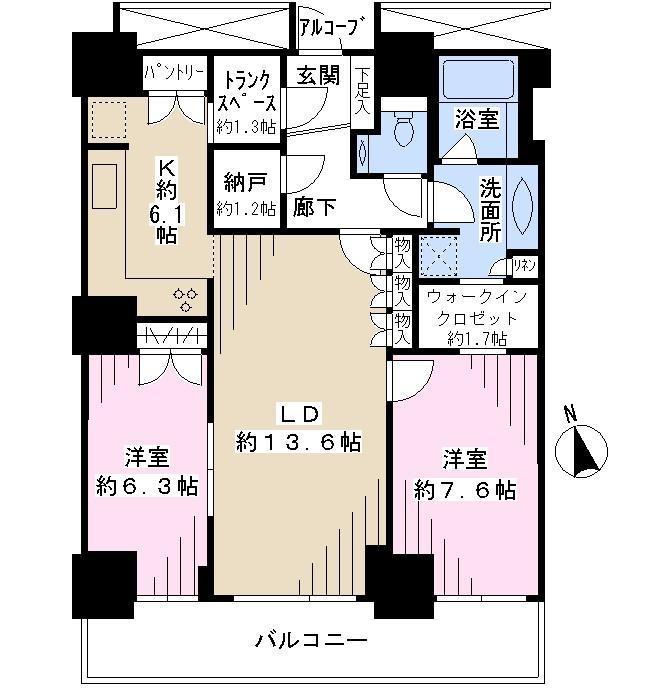 Floor plan. 2LDK + S (storeroom), Price 48,800,000 yen, Occupied area 82.74 sq m , Balcony area 12.63 sq m