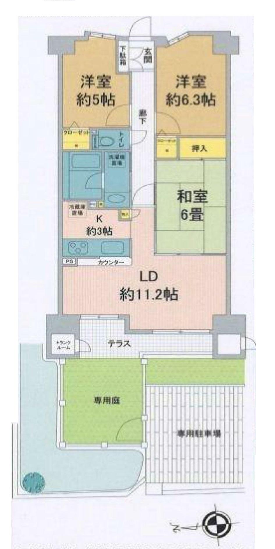 Floor plan. 3LDK, Price 27 million yen, Occupied area 69.72 sq m