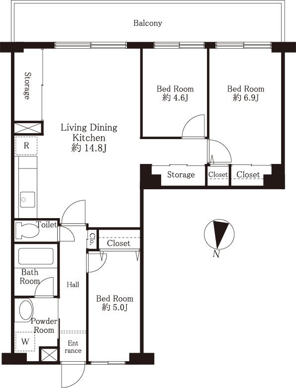 Floor plan. 3LDK, Price 25,800,000 yen, Occupied area 73.97 sq m , Balcony area 73.97 sq m floor plan