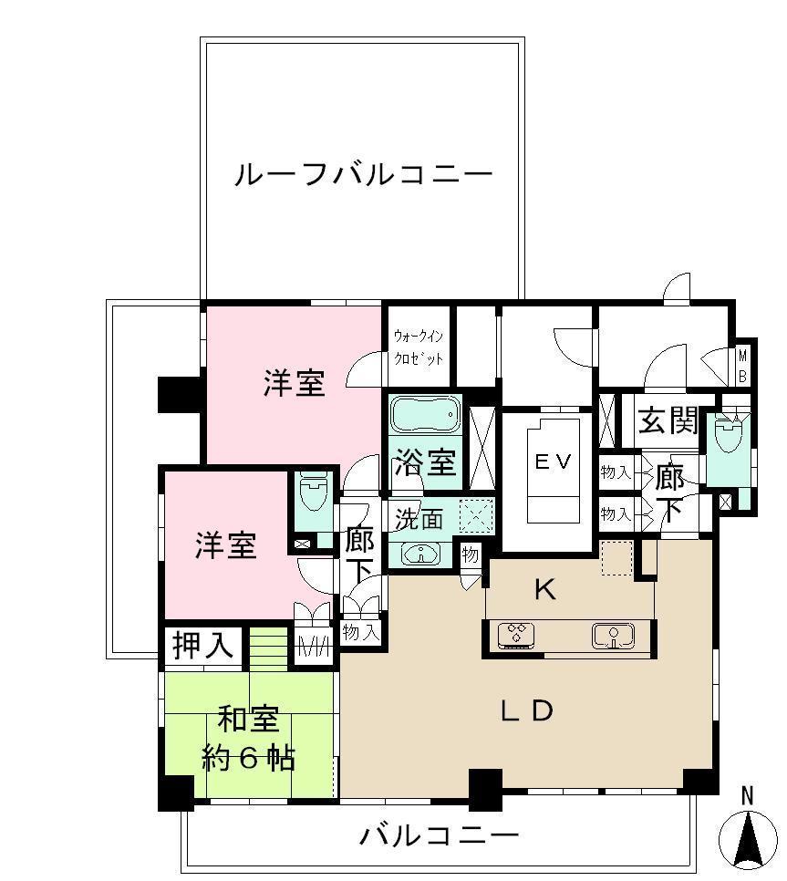 Floor plan. 3LDK, Price 62,800,000 yen, Footprint 101.12 sq m , Balcony area 14.8 sq m