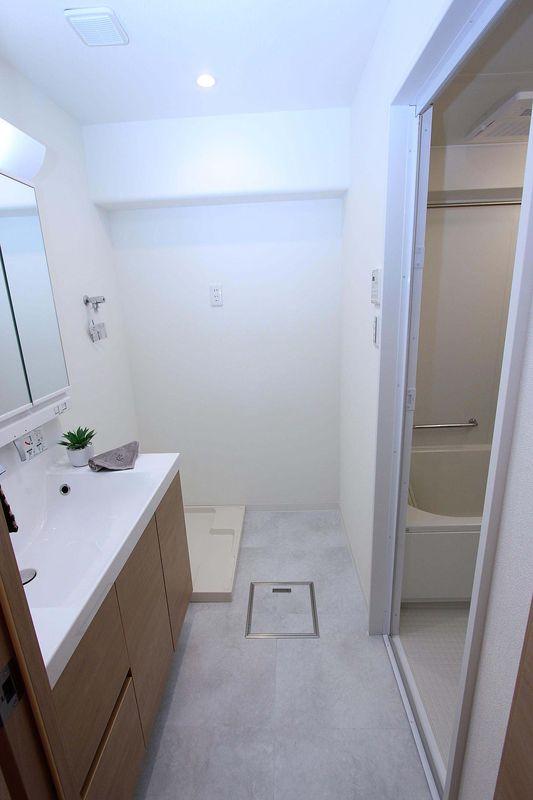 Wash basin, toilet. Washroom around is not too narrow, It does not clog washroom.