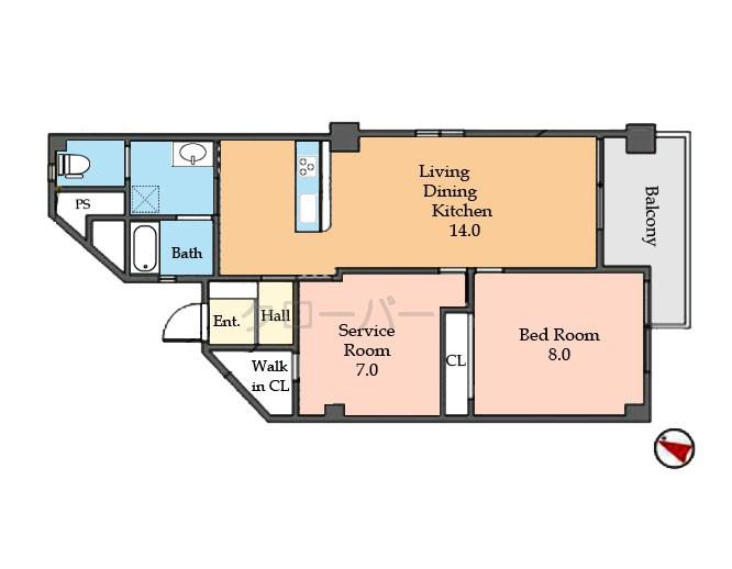 Floor plan. 1LDK+S, Price 23.8 million yen, Occupied area 59.92 sq m , Balcony area 5.5 sq m